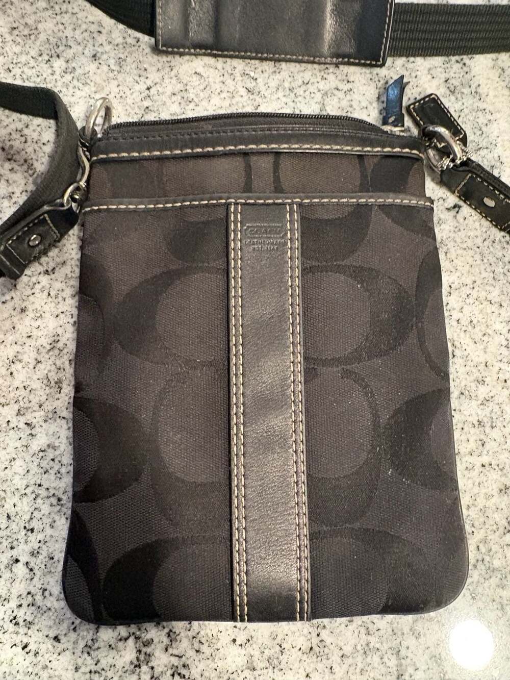 Coach Signature Black Canvas Crossbody Bag